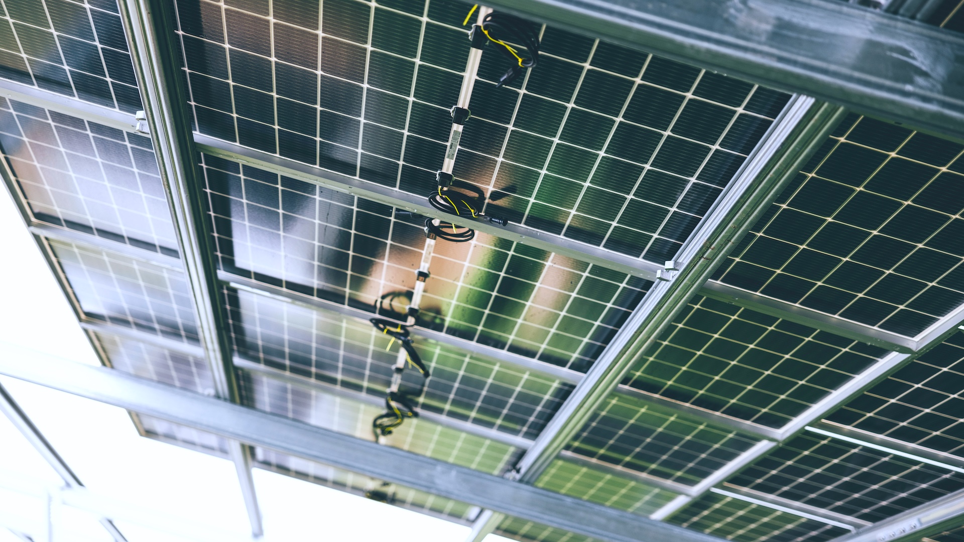 Underneath solar pv panel installation